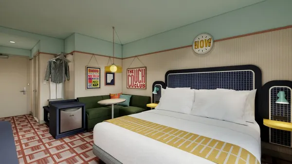 A room at an Undergraduate by Hilton hotel.