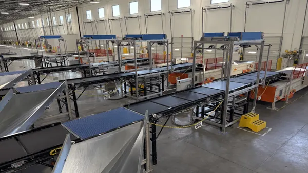 Parcel sortation technology is displayed at Veho’s hub in the Atlanta area.