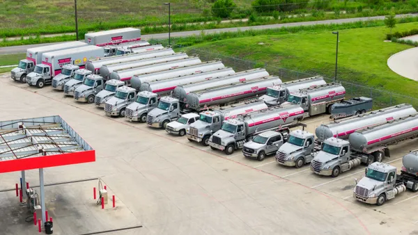 diesel trucks are stationed at a Tex-Con pumping station