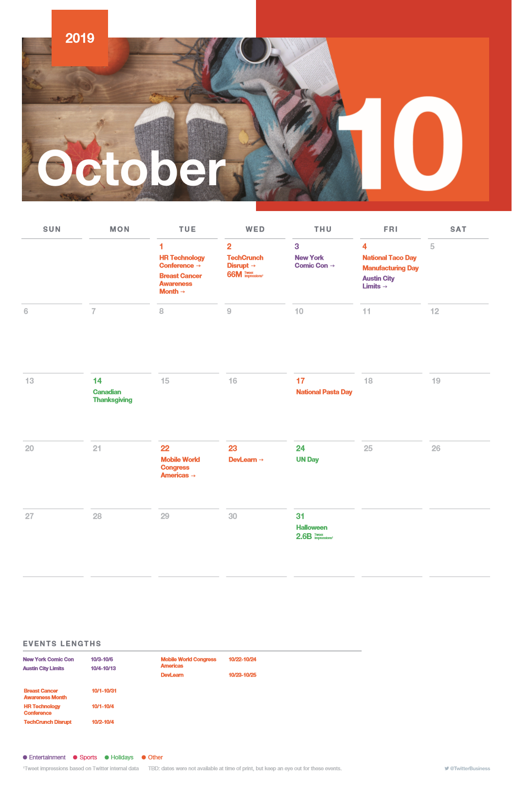 Twitter event calendar - October 2019