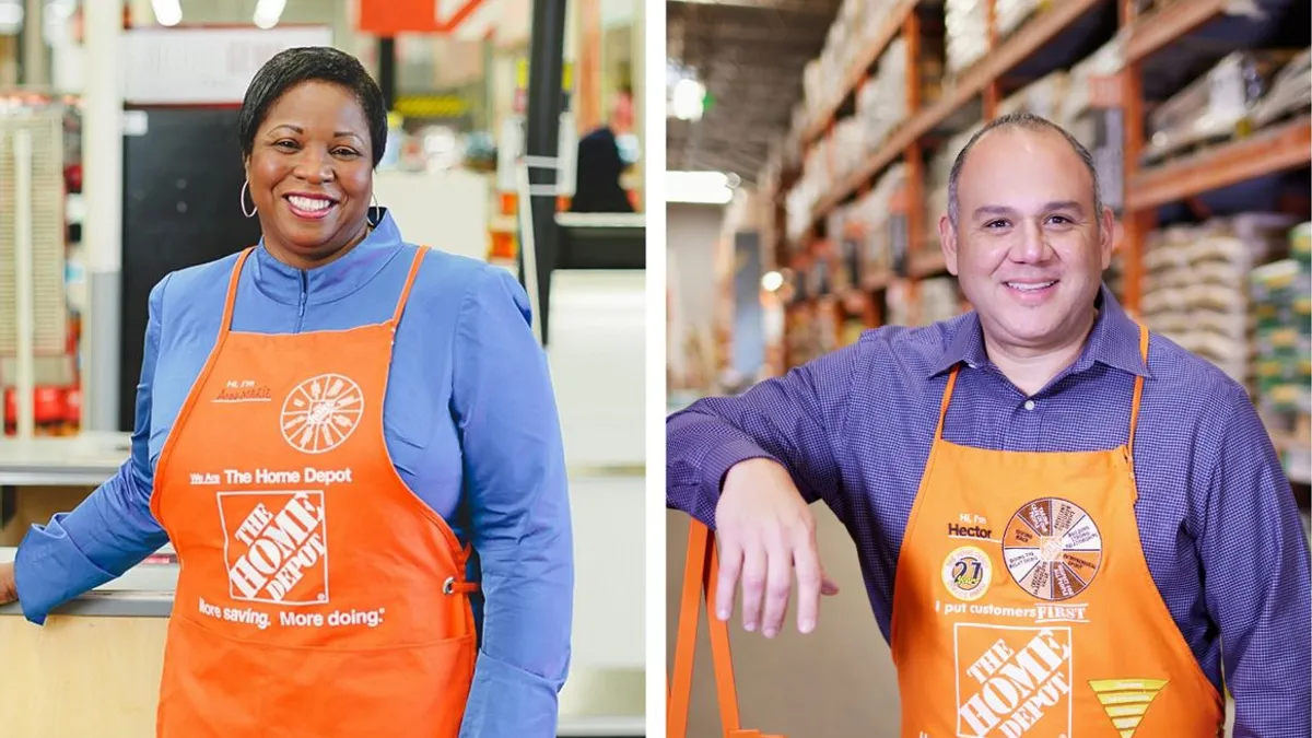 Ann-Marie Campbell, left, Home Depot's new leader for pro sales, and Hector Padilla, the company's new head of stores