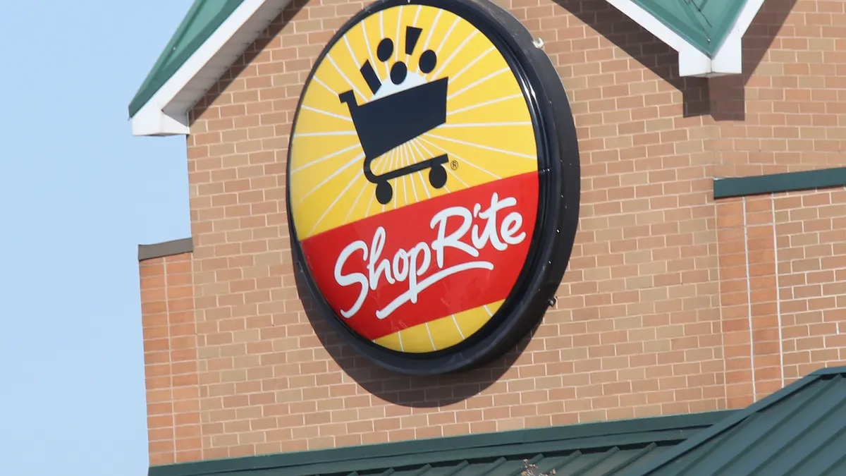 An image of the sign for a ShopRite supermarket as photographed on March 18, 2020 in Plainview, New York.