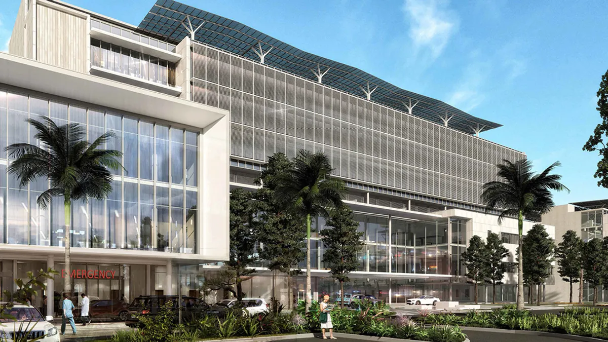 A rendering depicts the future Baptist Health Sunrise hospital in Sunrise, Fla.