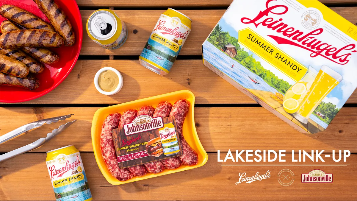 Johnsonville grilling sausage infused with Leinenkugel’s beer.