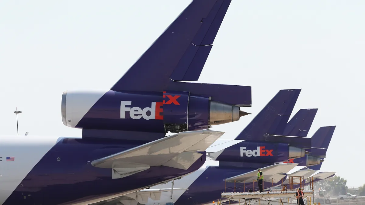 FedEx jets sit at the company's facility at O'Hare International Airport on September 19, 2014 in Chicago, Illinois.