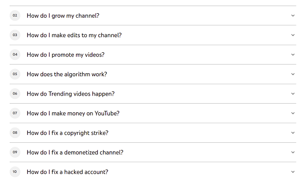 YouTube creator site