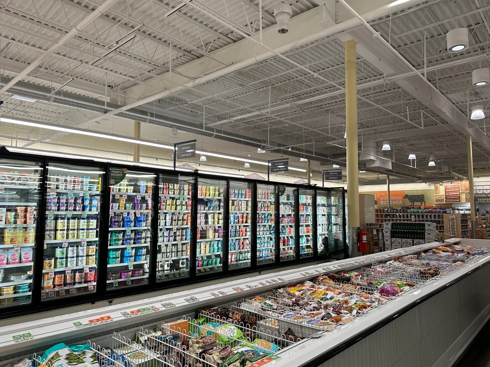 Freezer aisle of new small-format Sprouts Farmer Market