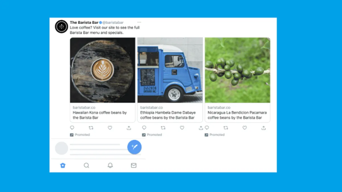 Twitter Carousel Ad example