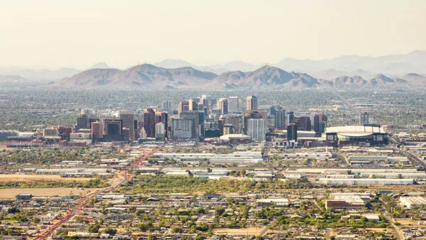 Aerial view of downtown phoenix, arizona.