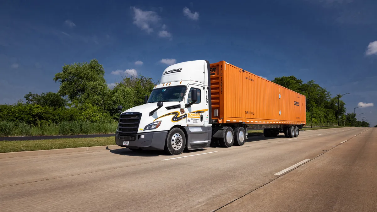 Schneider National intermodal truck road