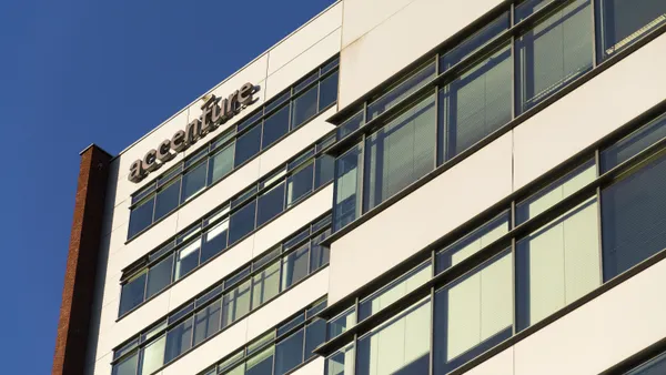 A large building with the Accenture corporate logo visible.
