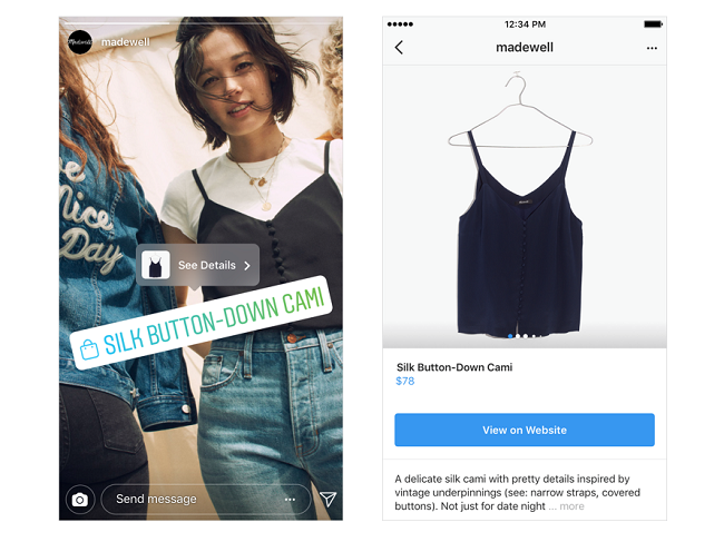 Instagram shopping tags in Stories