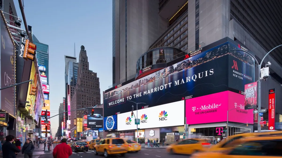 An exterior image of New York Marriott Marquis