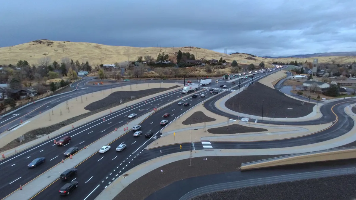 An overview shows a highway reconstruction project and intersection.