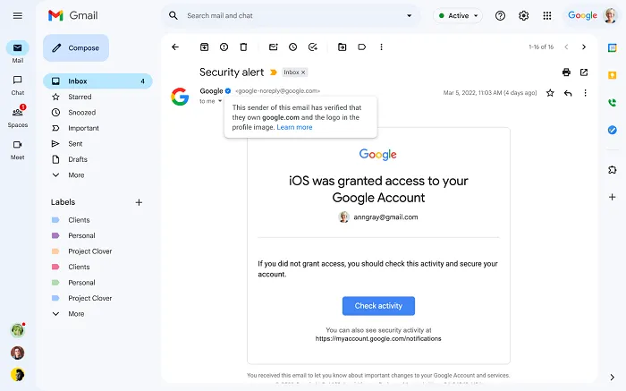 Gmail Blue Tick