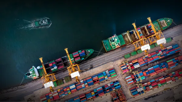 Cargo ships at a port