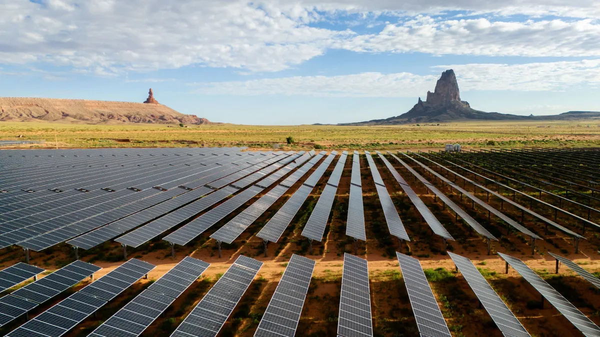 In an aerial view, the Kayenta Solar Plant is seen on June 23, 2024 in Kayenta, Arizona.