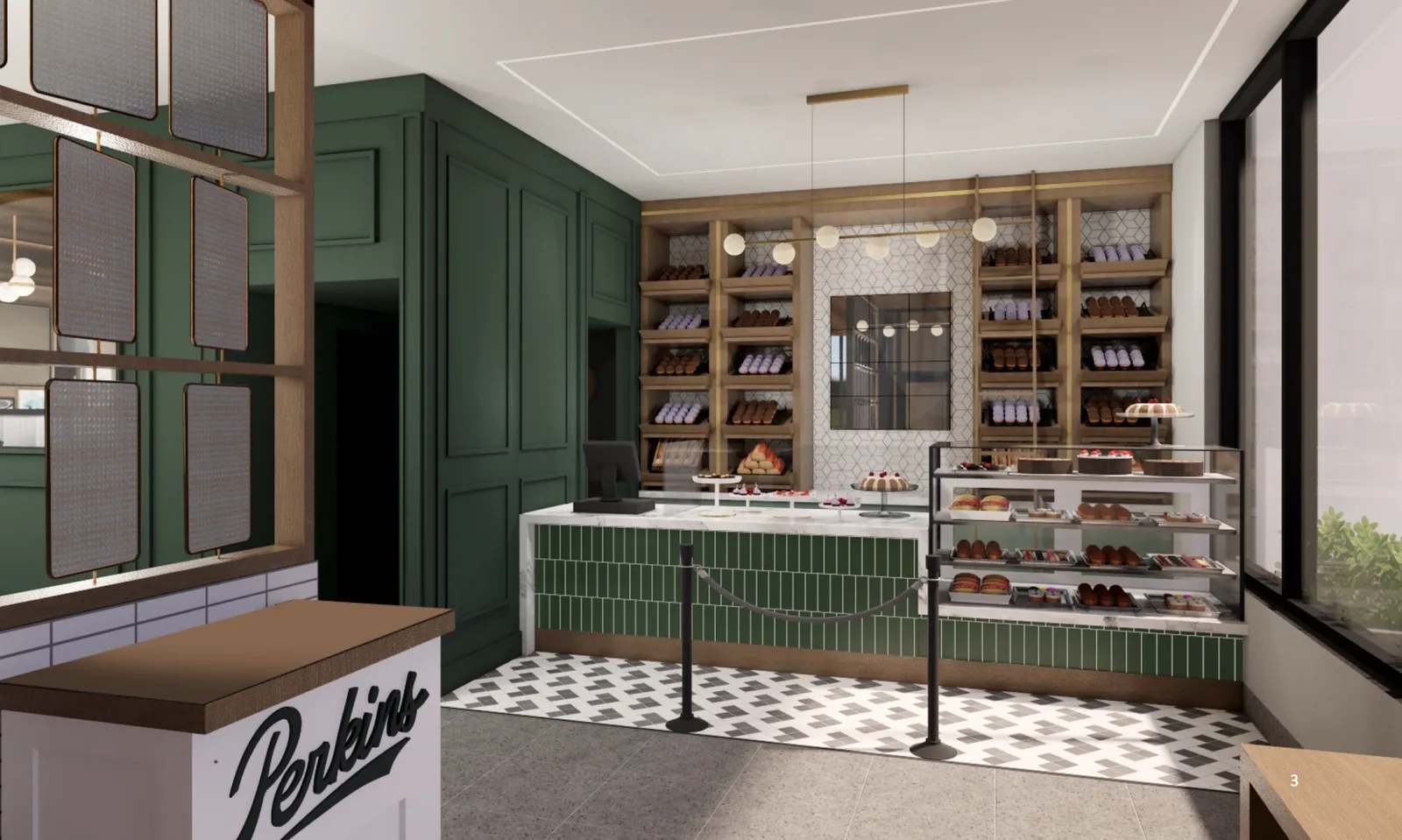 An image of Perkins&#x27; redesigned front bakery counter