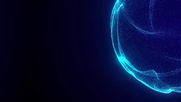 Abstract blue sphere with connecting dots.