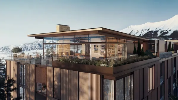 An exterior rendering of Four Seasons Resort and Residences Telluride in Colorado.