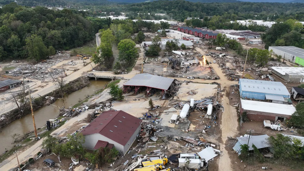 An aerial view of flooding from Hurricane Helene.