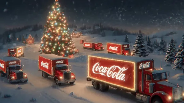 Coca-Cola trucks in an AI-generated ad