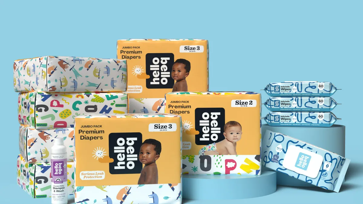 A collection of Hello Bello baby products.