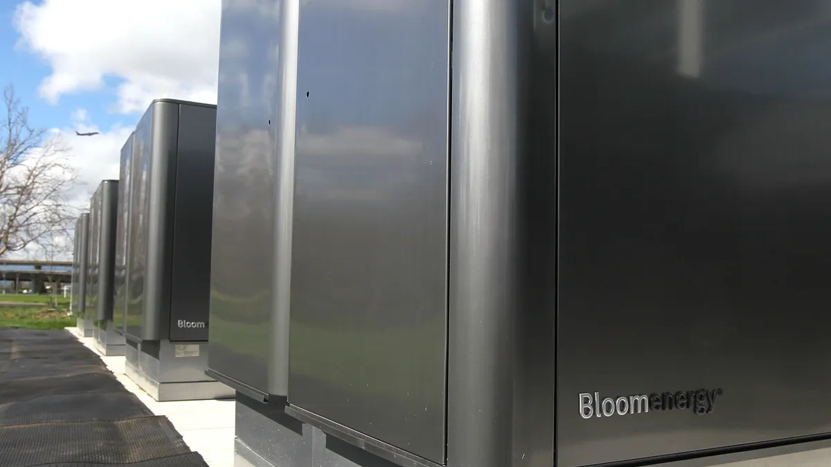 An installation of new Bloom Energy servers called the "Bloom Box" are seen in service at the eBay headquarters February 24, 2010 in San Jose, California.