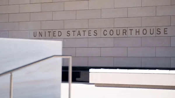 The exterior of a U.S. federal court house in California.
