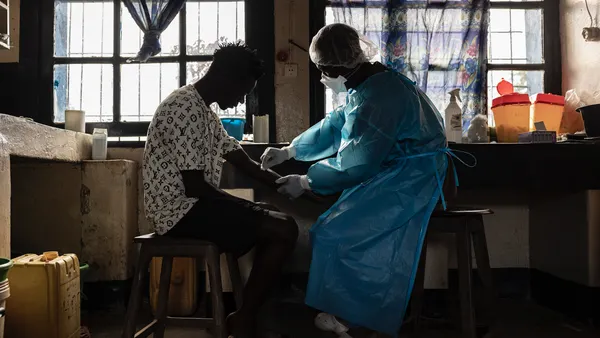 Ebola patient receives medical care.