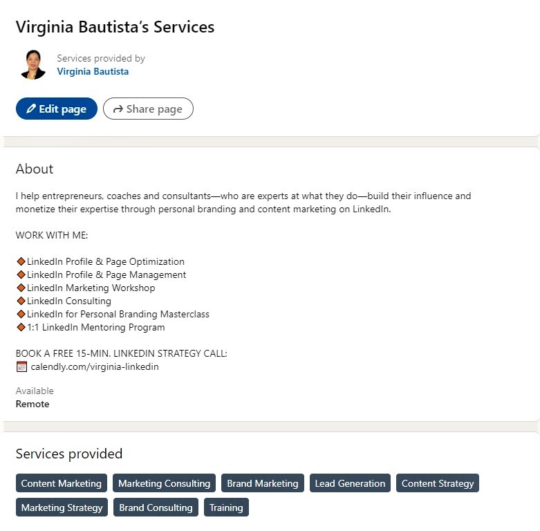 LinkedIn Service Page