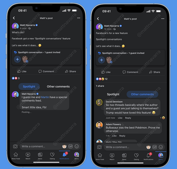 Facebook Spotlight conversation