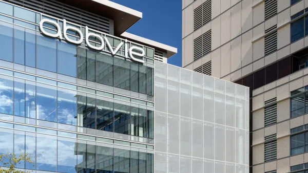 An AbbVie sign is seen on the outside of a building in California.