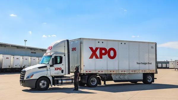A freight truck with the XPO logo.