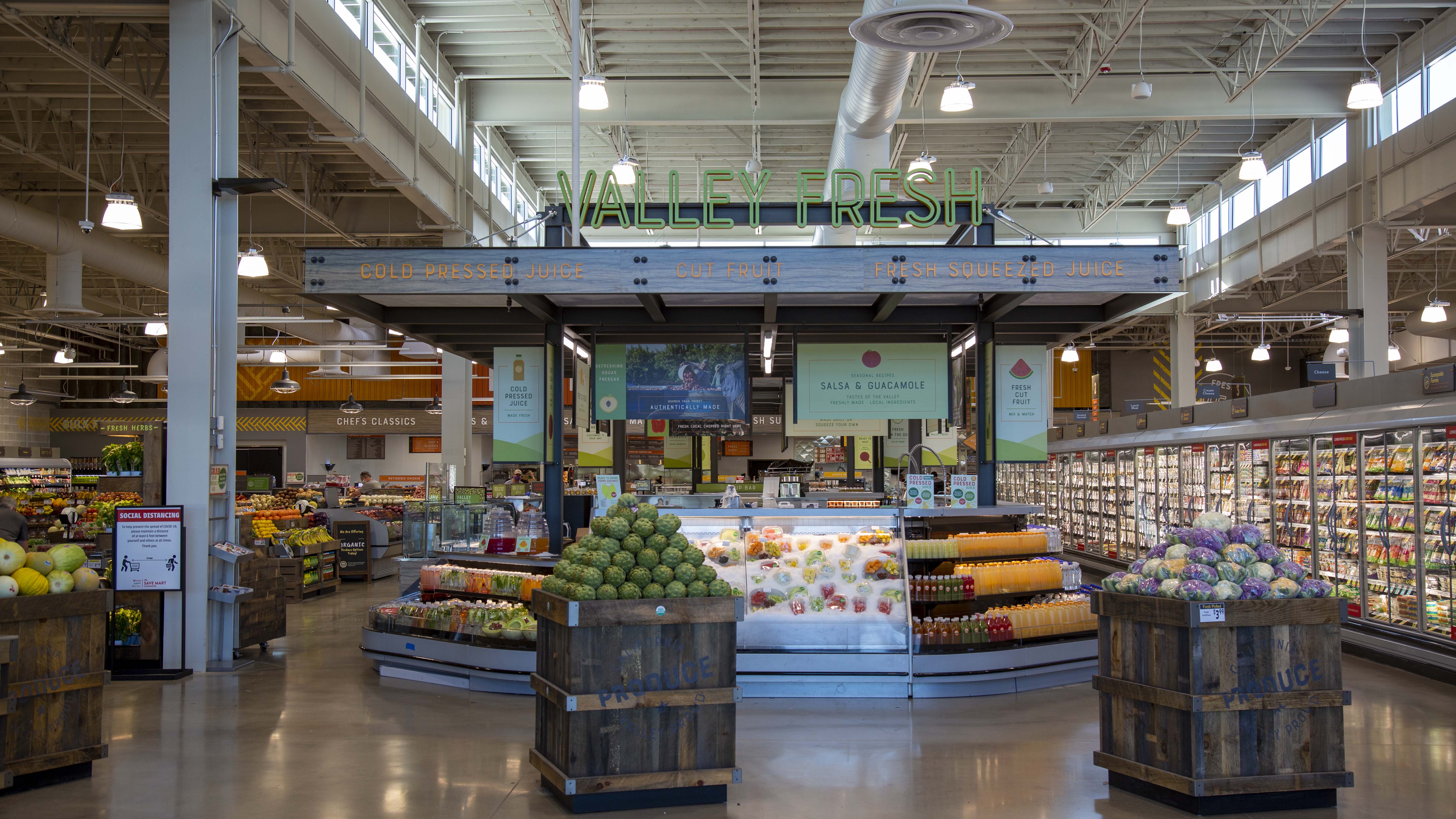  A juice display in a supermarket