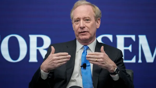 Microsoft President and Vice Chair Brad Smith speaks April 12, 2023, at the Semafor World Economy Summit in Washington D.C.