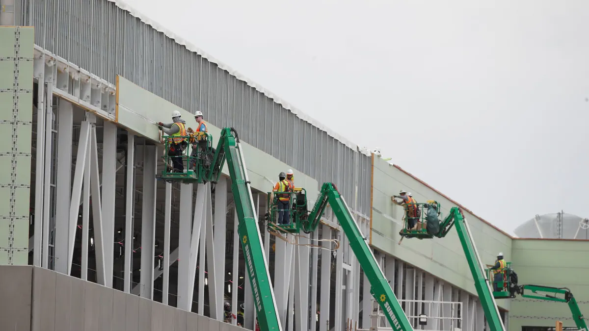 Construction crews work on a data center.