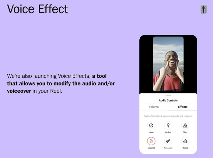Instagram test to speech effects