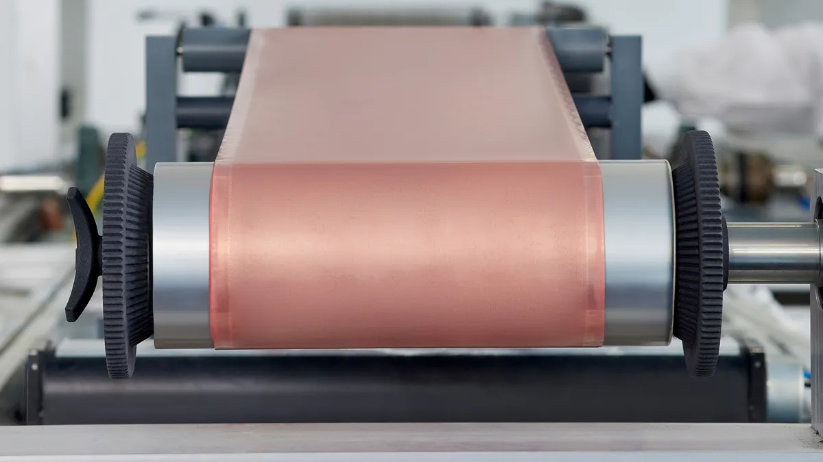 A battery coil in the manufacturing process