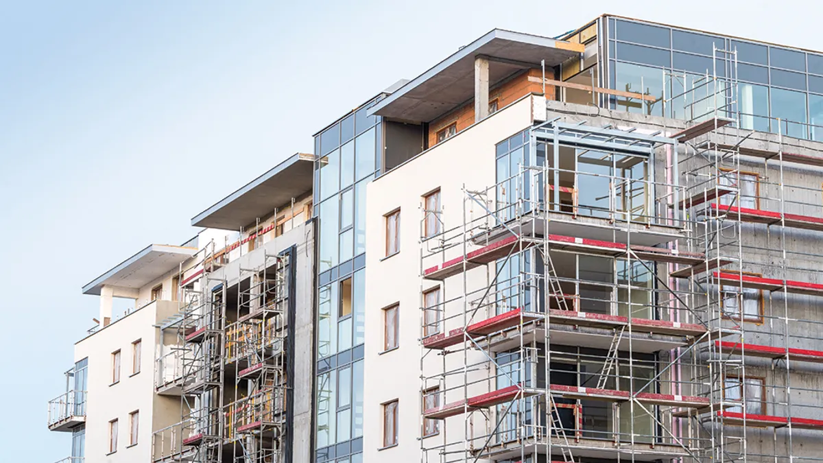 Close up of a building under construction