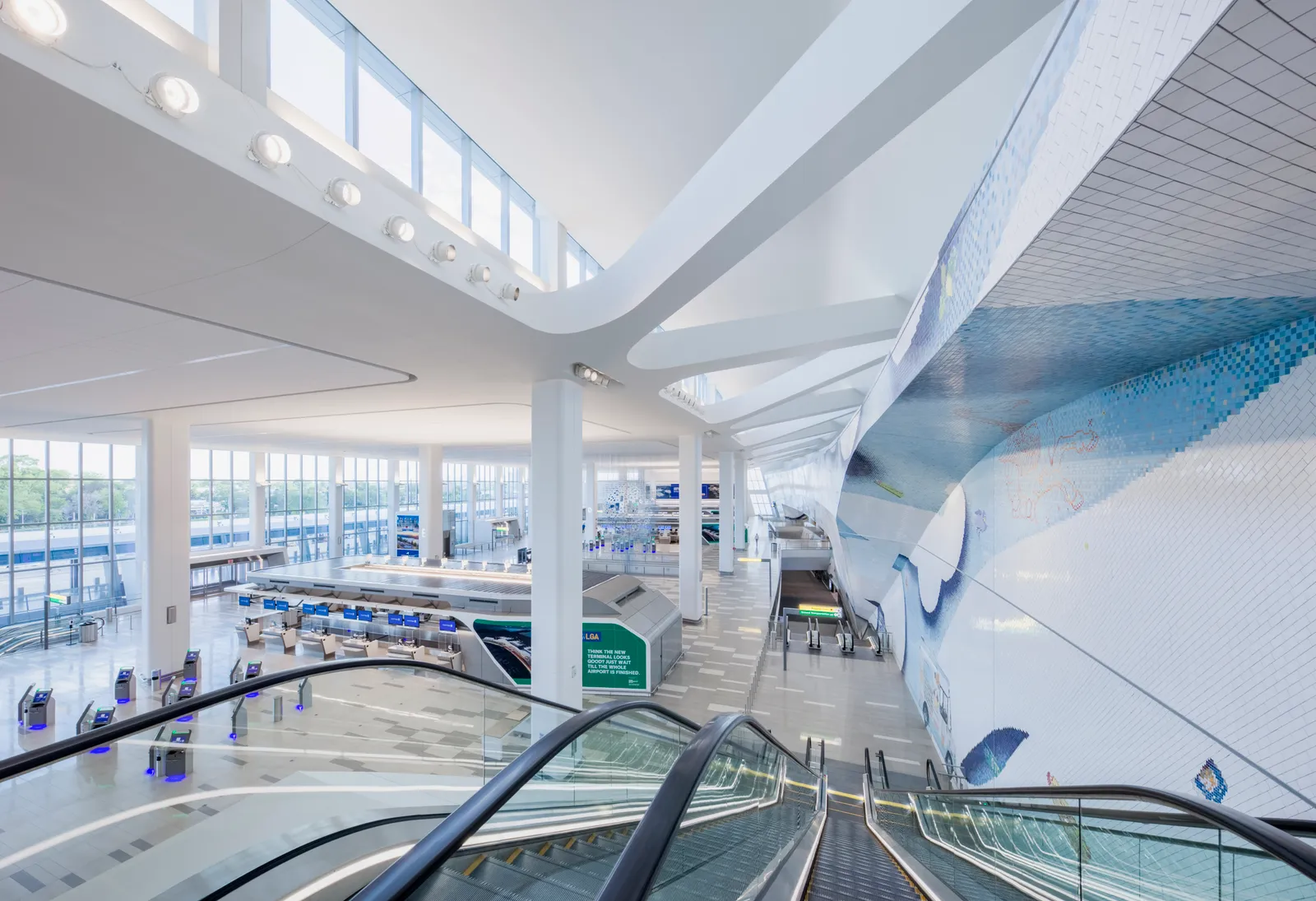 An overview of LaGuardia's departures hall