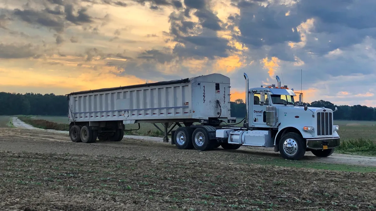 Semi-truck in a field