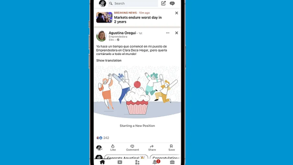 LinkedIn news banner
