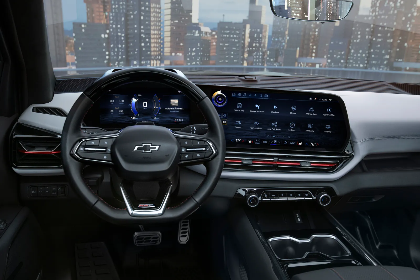 The 2024 Chevrolet Silverado EV RST dashboard and instrument panel.