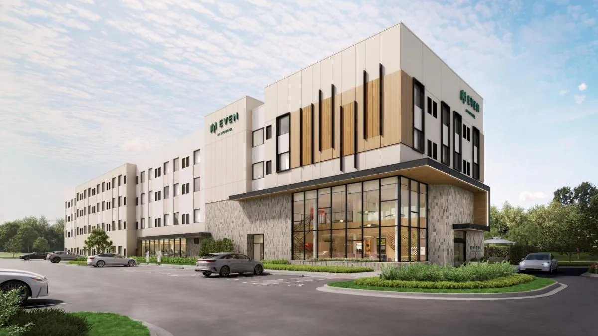 A rendering of IHG's updated Even hotel prototype.