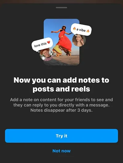 Instagram Notes on Reels