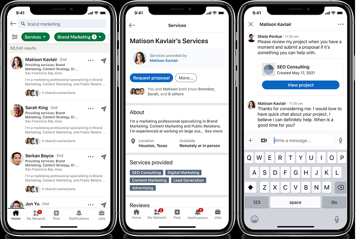 LinkedIn Services listings