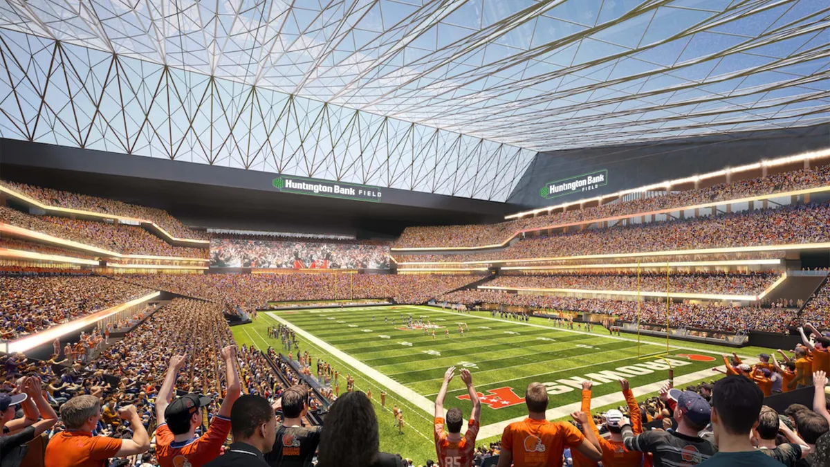 A rendering shows a football stadium.