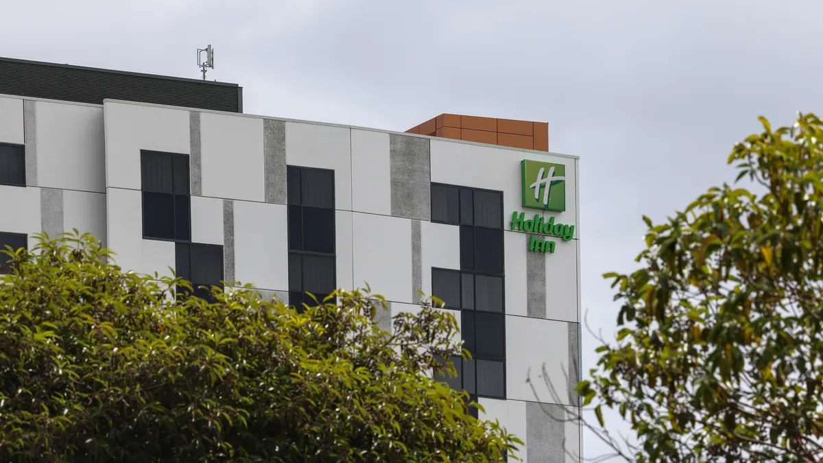 The exterior of a Holiday Inn hotel.
