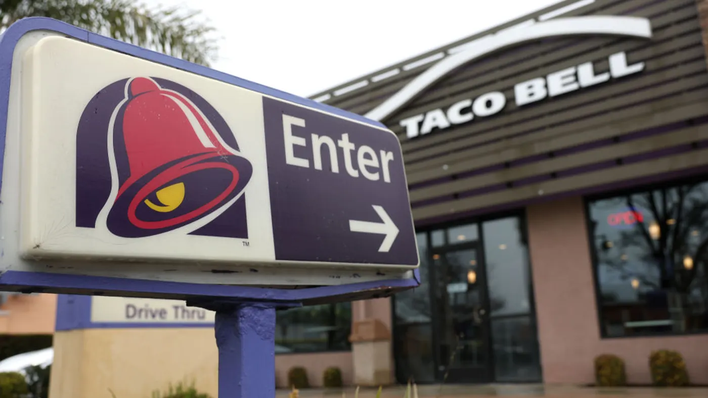 A view of a Taco Bell restaurant on February 06, 2025 in Dublin, California.